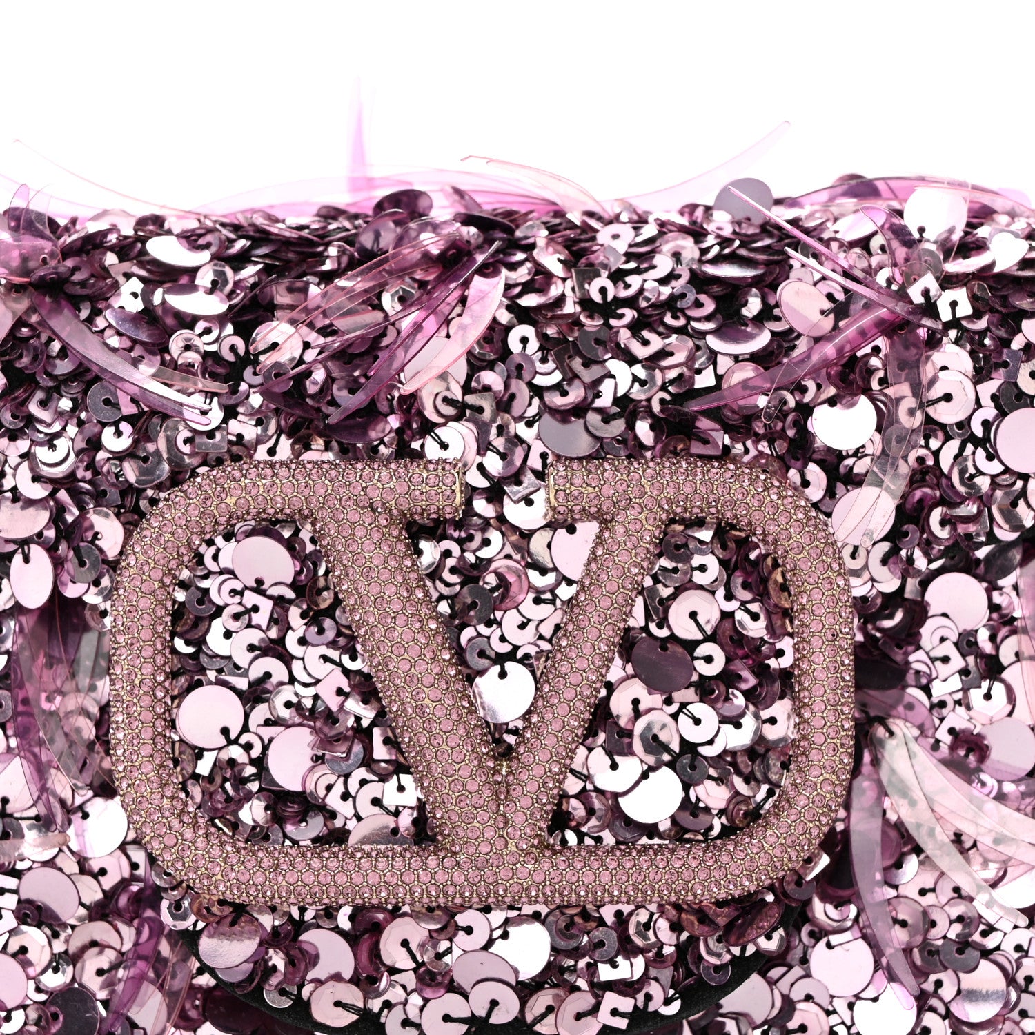 Valentino Garavani Sequin Crystal Vlogo Embroidered Small Loco Shoulder Bag Rosa Misty Mauve 7 of 10