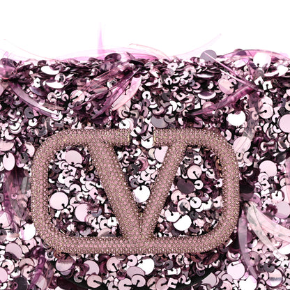 Valentino Garavani Sequin Crystal Vlogo Embroidered Small Loco Shoulder Bag Rosa Misty Mauve 7 of 10