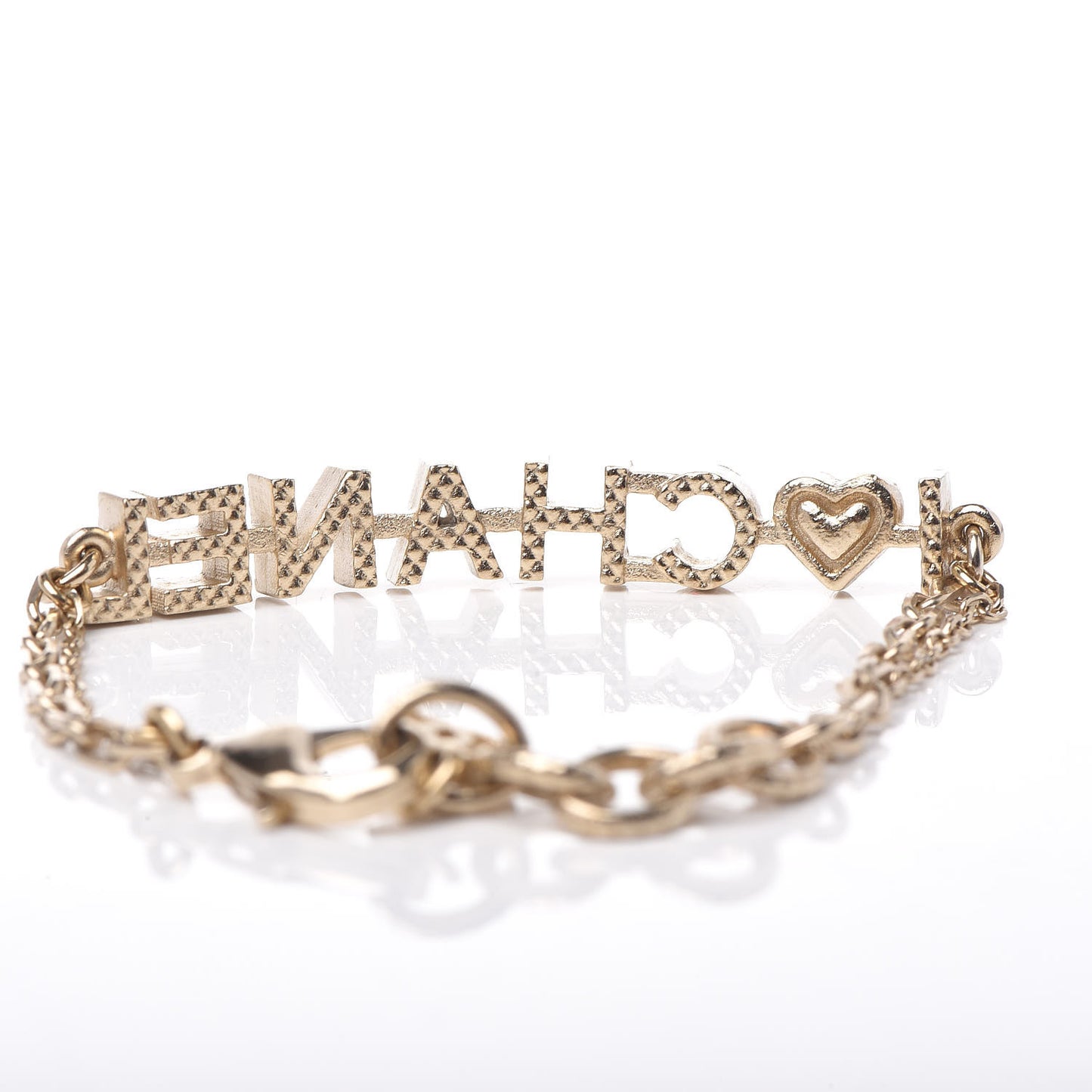 Quilted I Heart Logo Bracelet Gold