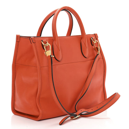 Gucci Pebbled Calfskin Small Logo Tote Deep Orange 2 of 11