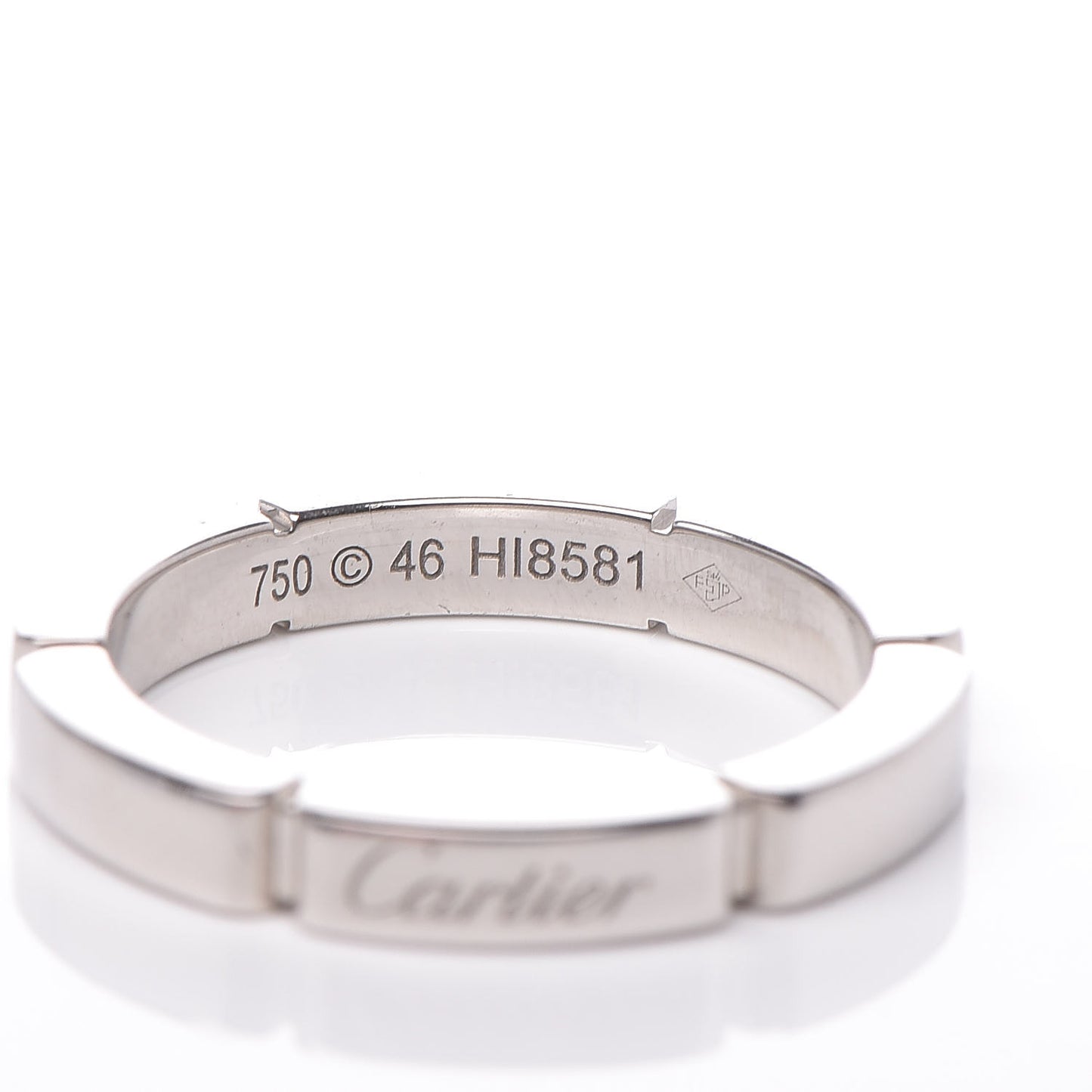 18K White Gold 2.5mm Maillon Panthere Wedding Band Ring 46 3.75
