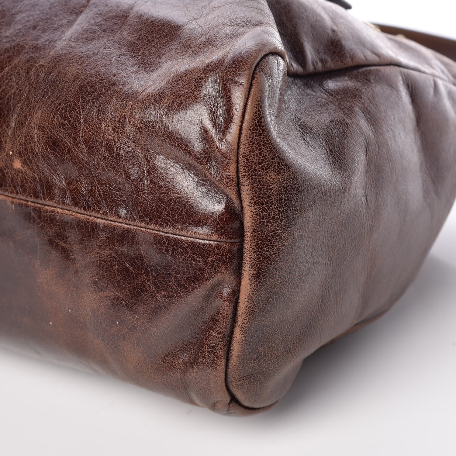 Prada Vitello Shine Shopping Satchel Brown 17 of 23