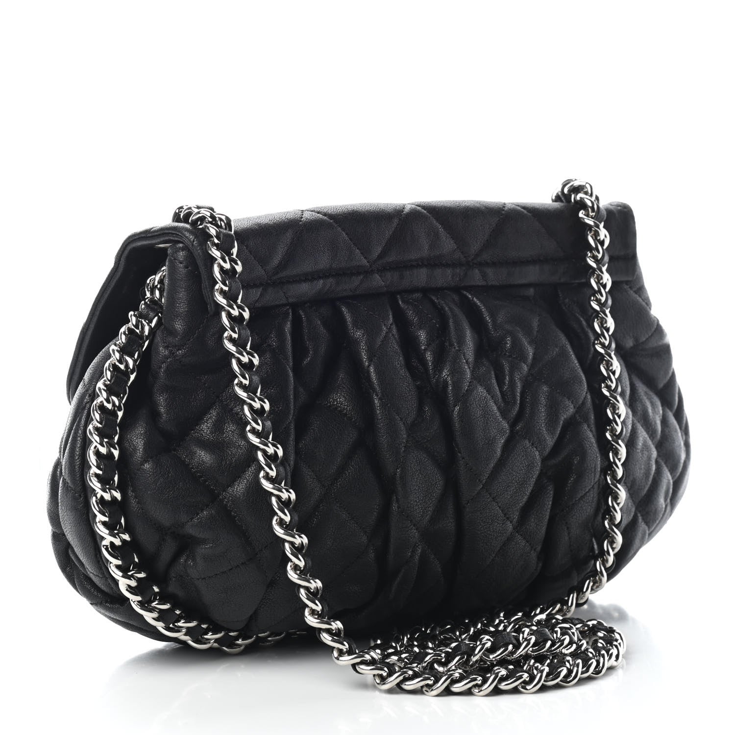 Chanel Washed Lambskin Quilted Medium Chain Around Messenger Black 3 of 10