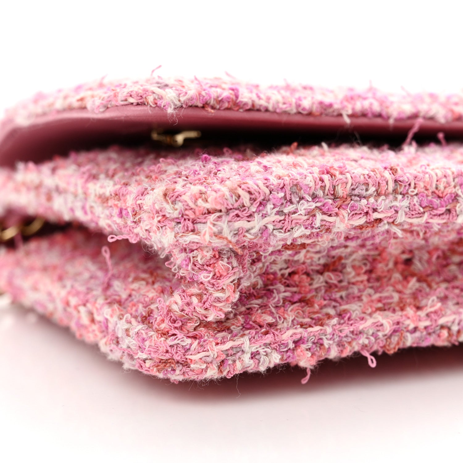 Chanel Tweed Quilted Wallet On Chain WOC Pink 10 of 12