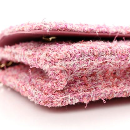 Chanel Tweed Quilted Wallet On Chain WOC Pink 10 of 12