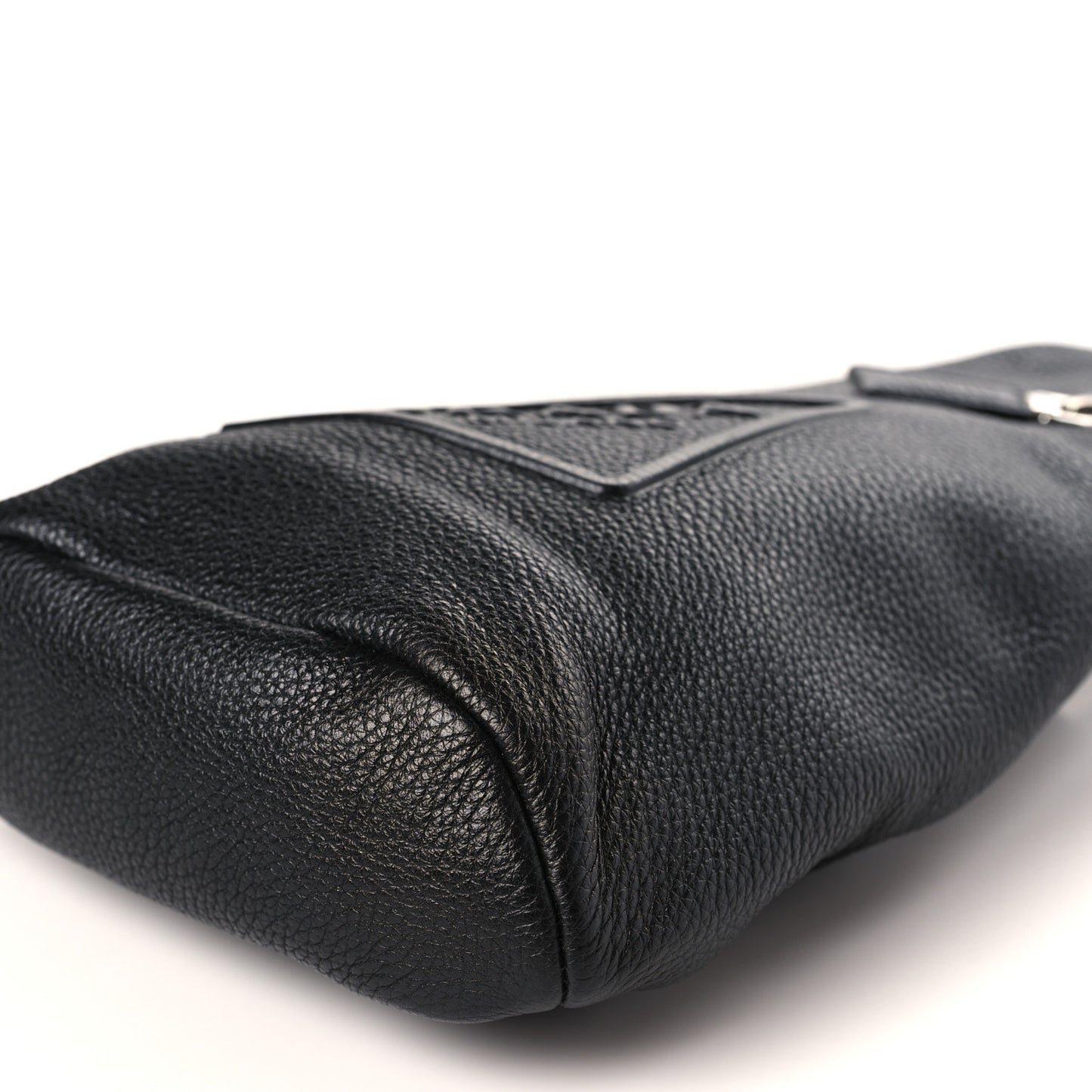 Vitello Daino Logo Embossed Cross Sling Backpack Black