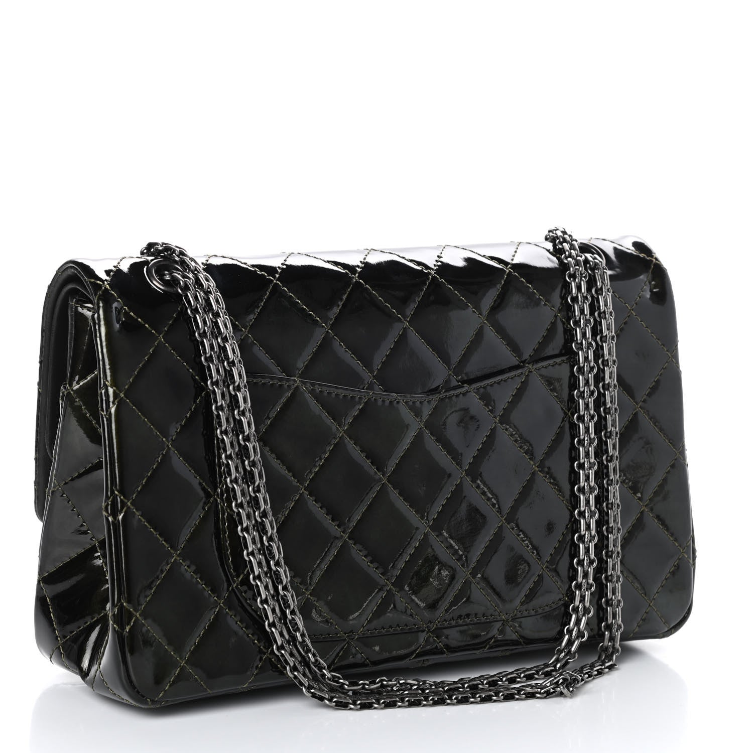Chanel Patent Quilted 2.55 Reissue 227 Flap Dark Green 3 of 10