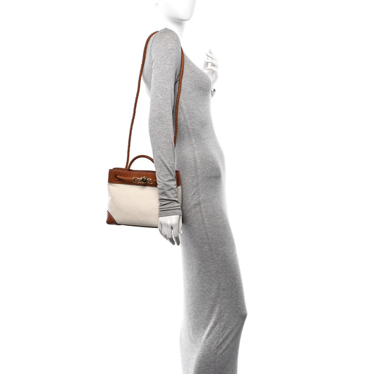 Washed Canvas Calfskin Small Andiamo Shoulder Bag Natural Light Wood