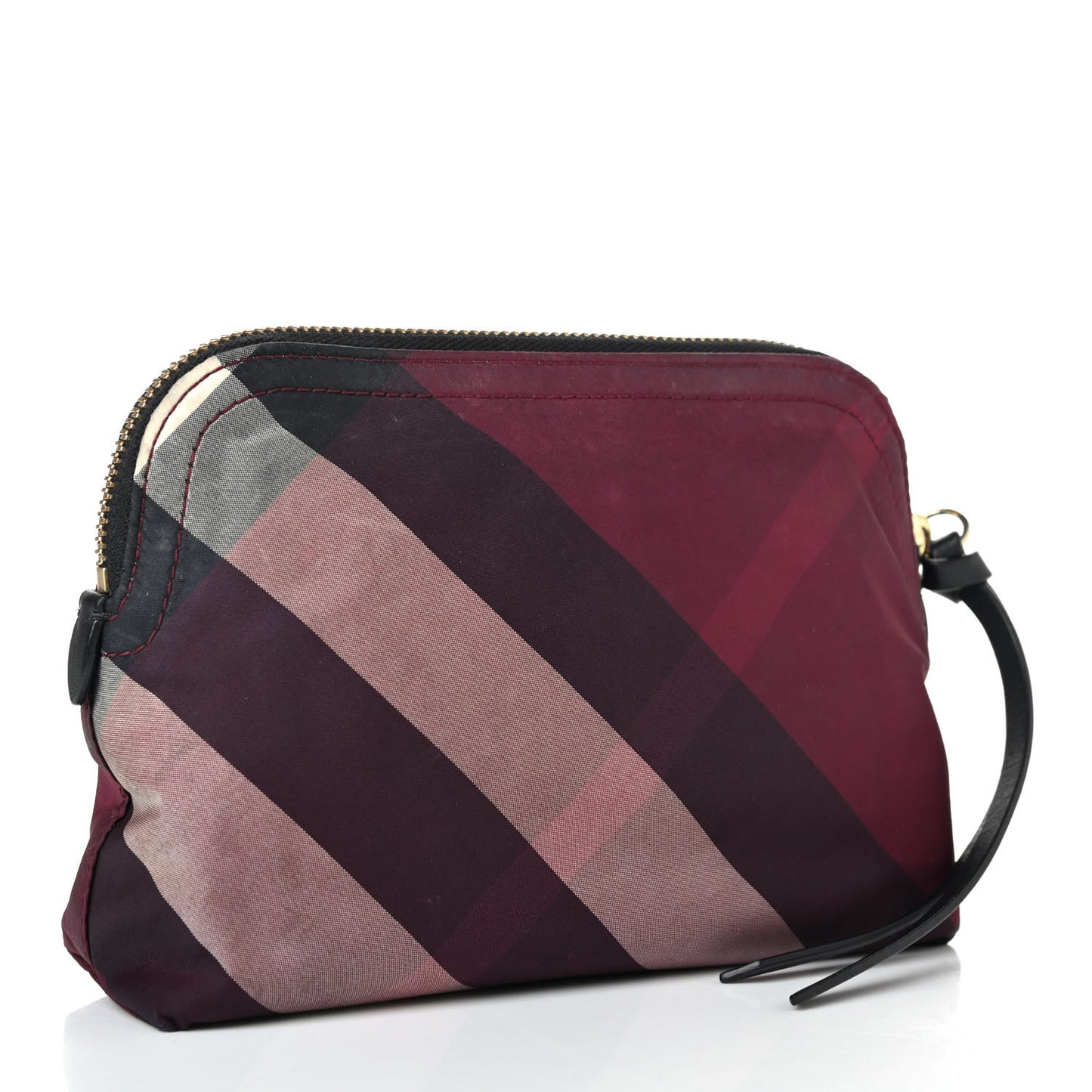 Nylon Nova Check Zip Top Pouch Plum