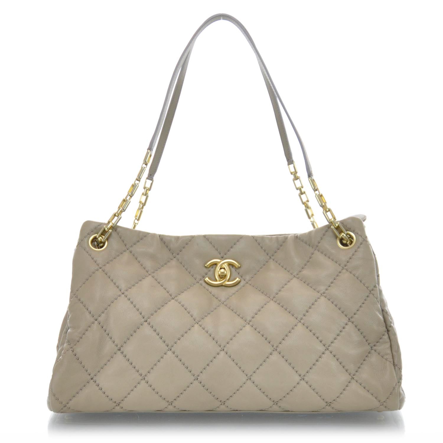 Chanel Calfskin Quilted Large Retro Chain Tote Beige 1 of 9