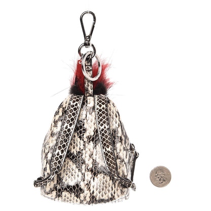 Fendi Fox Fur Snakeskin Flowerland Bag Bug Backpack Charm Red 2 of 5