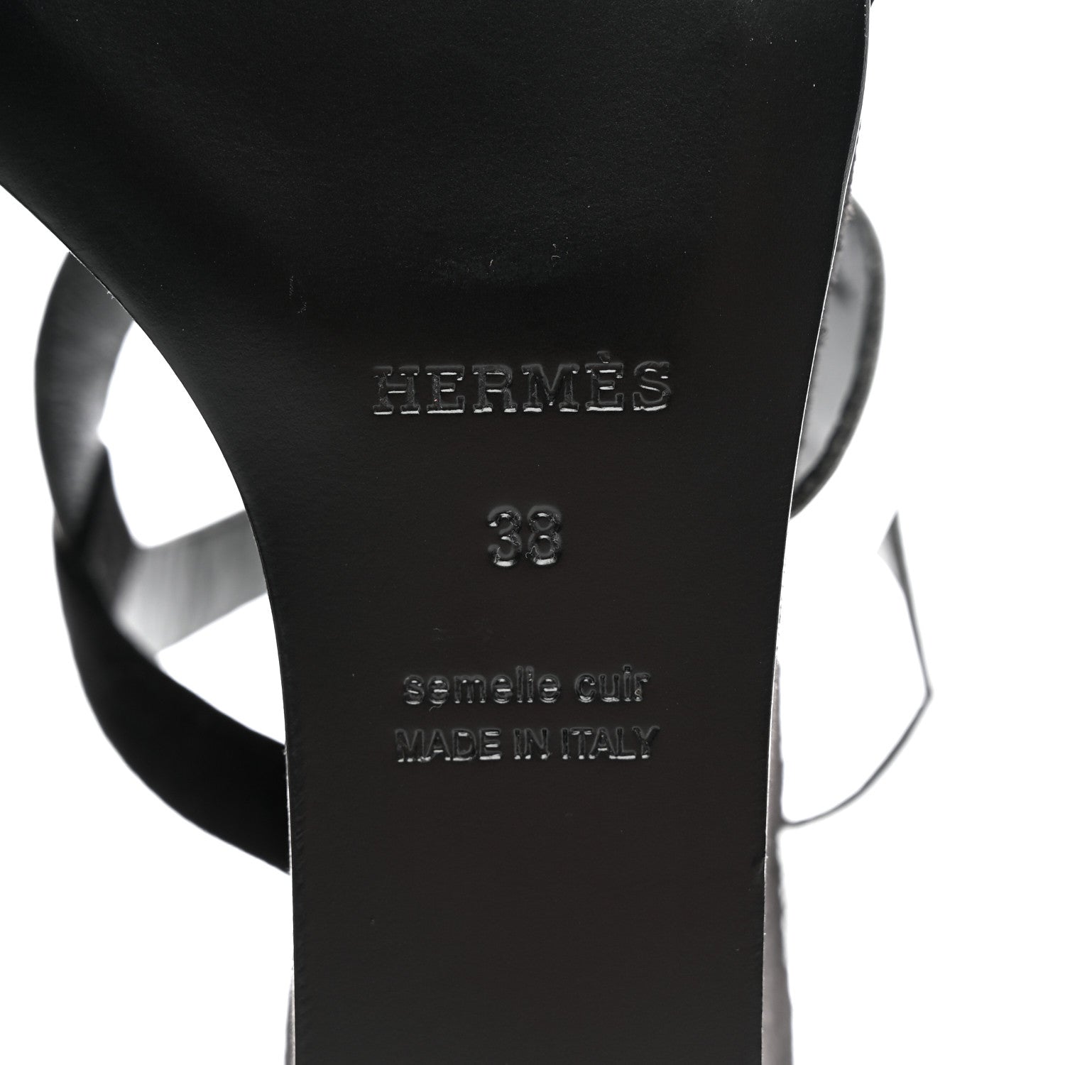 Hermes Metallic Nappa Suede Goatskin Figari 55 Sandals 38 Black Argent 6 of 8