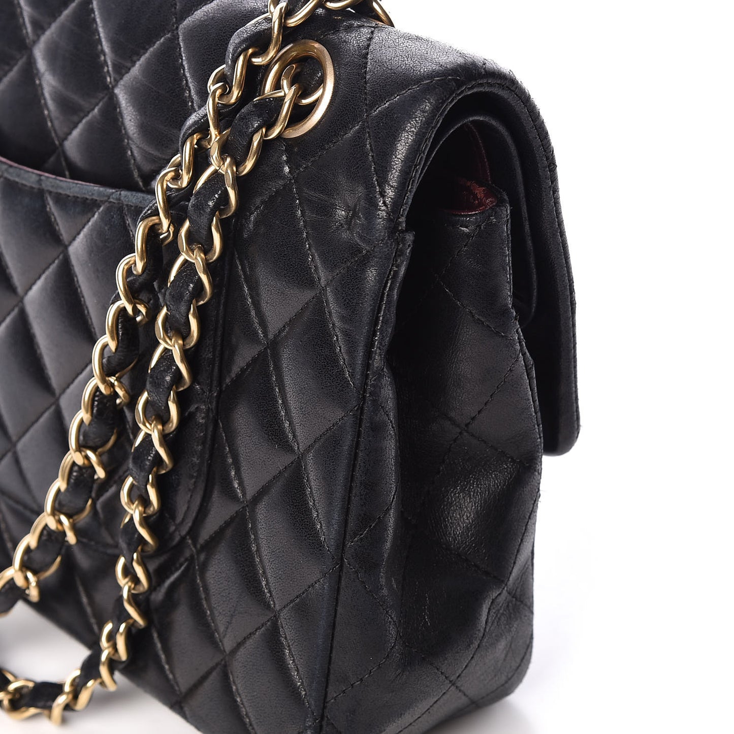 Lambskin Quilted Medium Double Flap Black