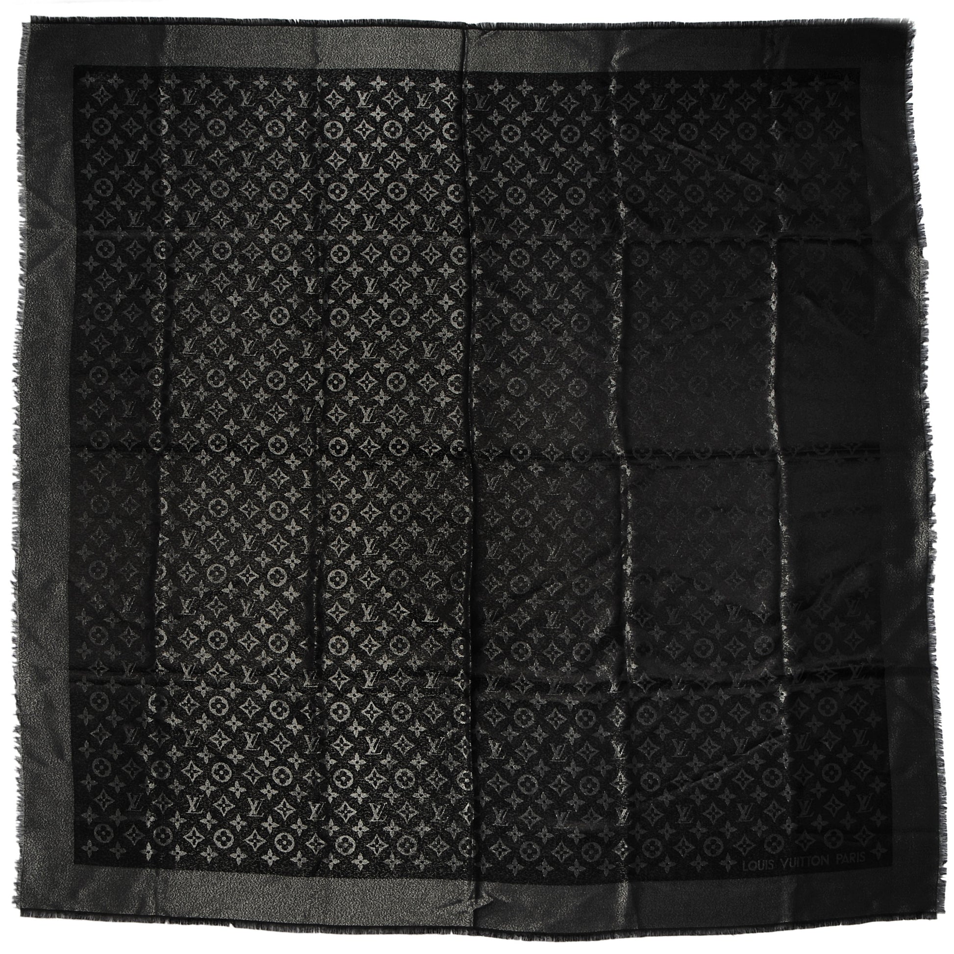 Louis Vuitton Silk Lurex Wool Monogram Shine Shawl Black 3 of 5