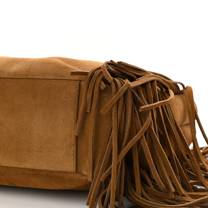 Saint Laurent Suede Fringe Monogram Shopping Tote Light Ochre 8 of 9