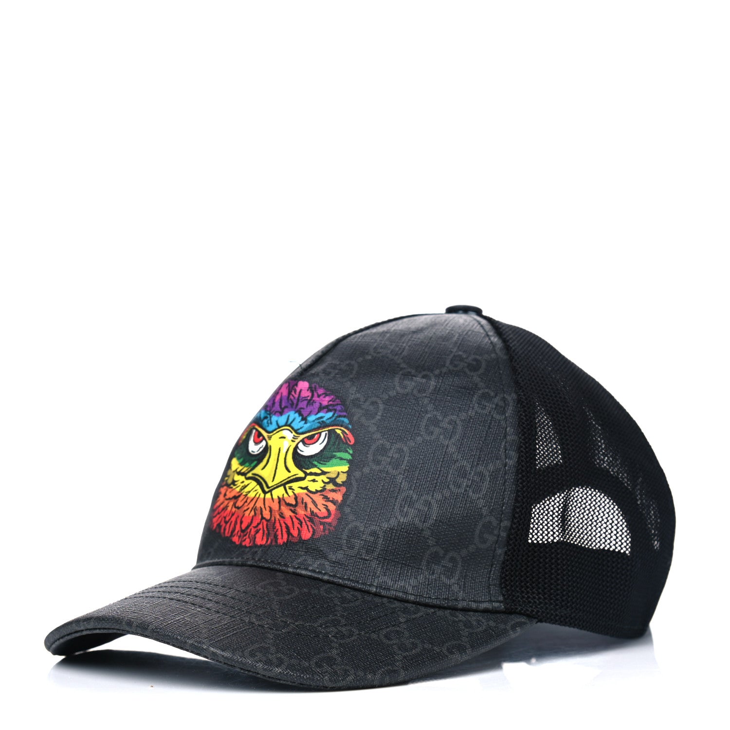 Gucci GG Supreme Monogram Eagle Print Baseball Hat S Black 1 of 4