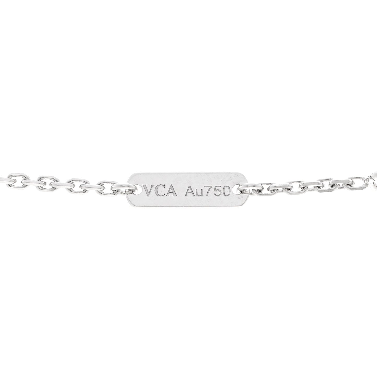 18K White Gold Diamond Vintage Alhambra Pendant Necklace