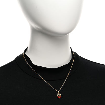 Gucci 18K Yellow Gold Diamond Fire Opal Lion Head Necklace 2 of 5