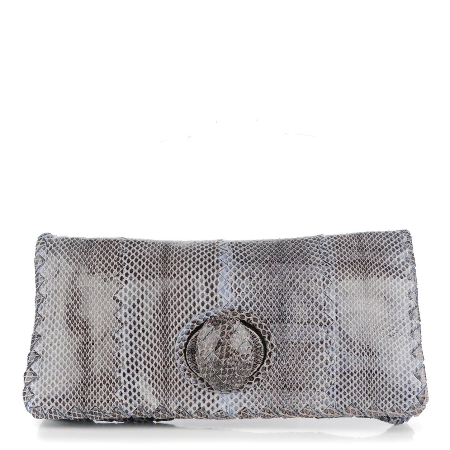 Glazed Ayers Livrea Intrecciato Turnlock Clutch Light Blue