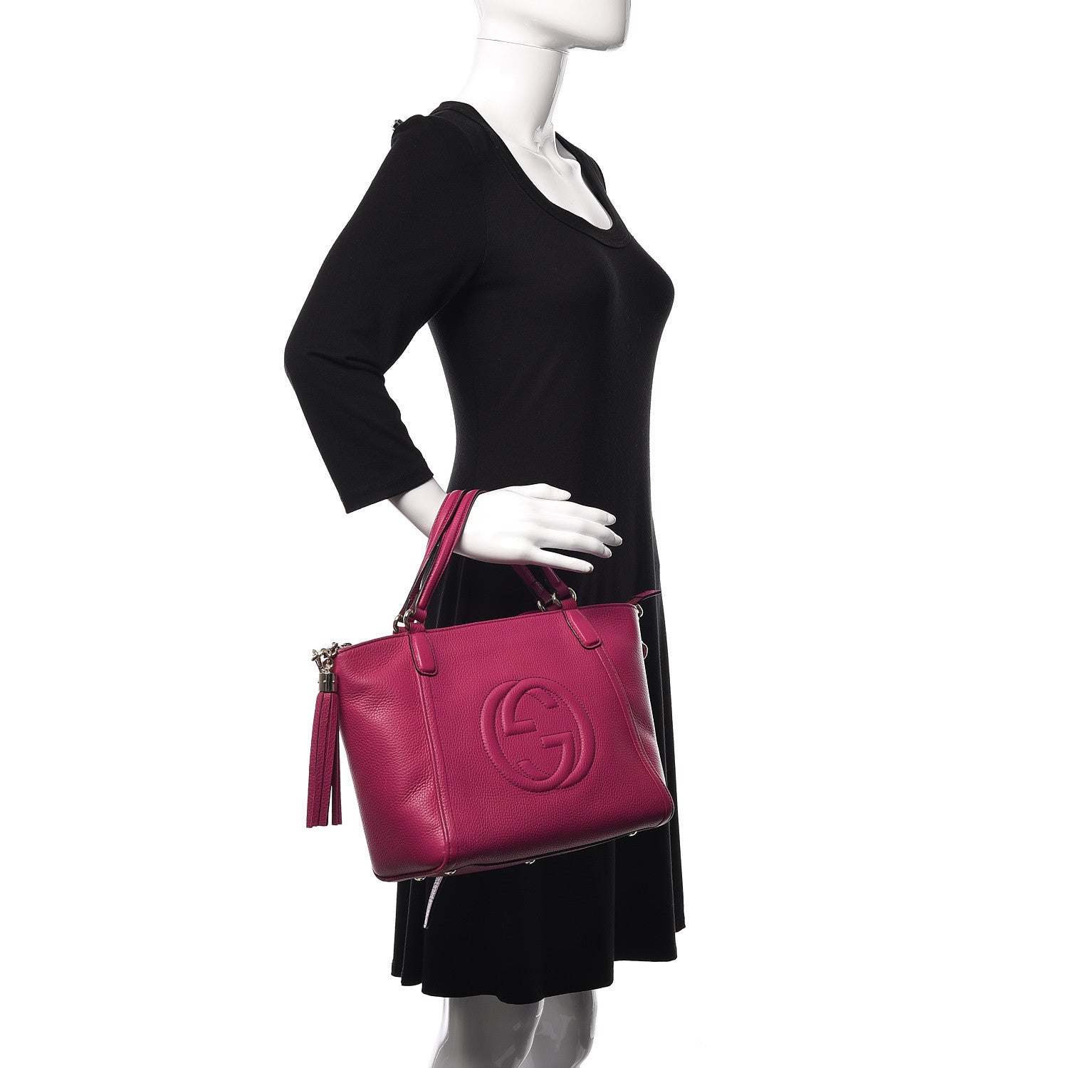Gucci Pebbled Calfskin Small Soho Top Handle Bag Bright Bougainvillea 2 of 12