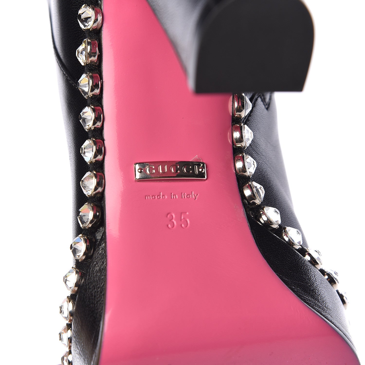Gucci Malaga Kid Olympia Crystal Embellished Boots 35 Black 7 of 10