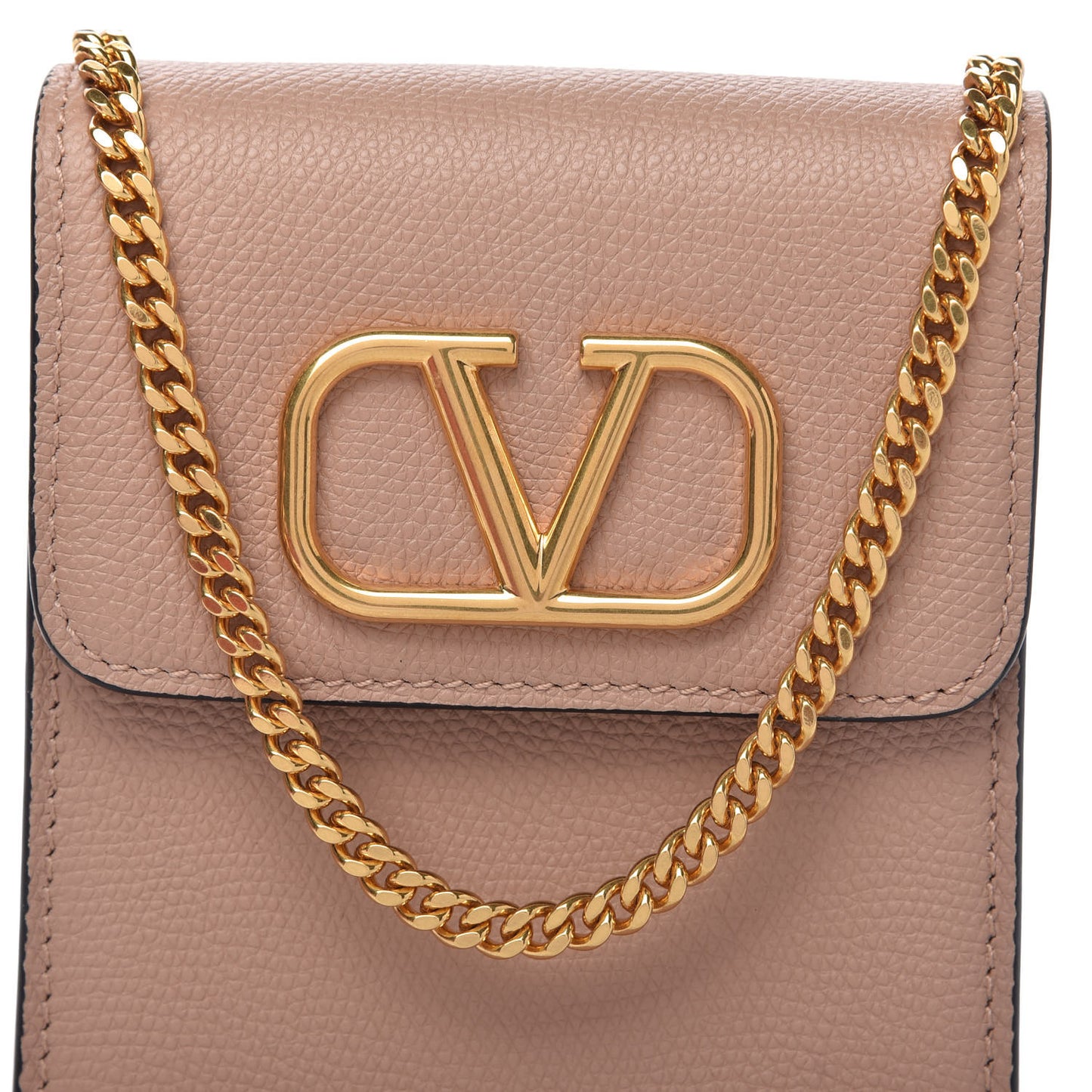 Grained Calfskin Vlogo Crossbody Pouch Rose Cannelle