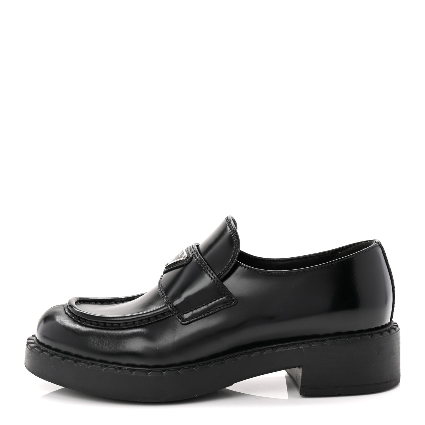 Spazzolato Metal Triangle Logo 50mm Loafers 38 Black