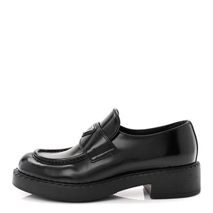 Prada Spazzolato Metal Triangle Logo 50mm Loafers 38 Black 1 of 9