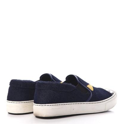 Fendi Cavallino VItello Monster Eyes Slip On Sneakers 39 Blue 4 of 8