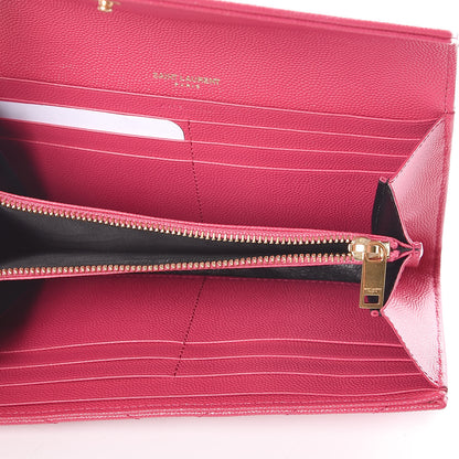 Saint Laurent Grain De Poudre Matelasse Chevron Monogram Flap Wallet Fuchsia 5 of 8