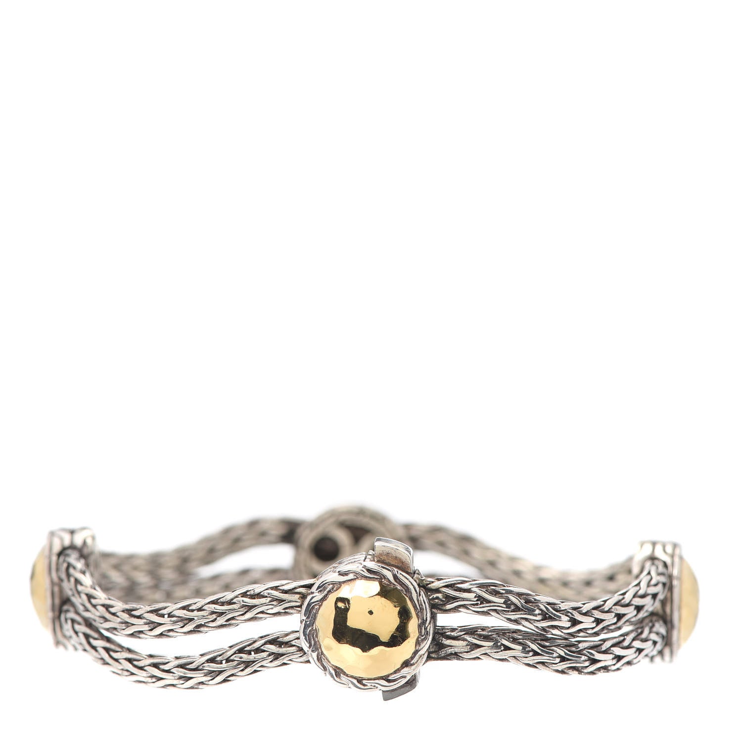 John Hardy Sterling Silver 22K Yellow Gold 12mm Palu Station Bracelet 3 of 5