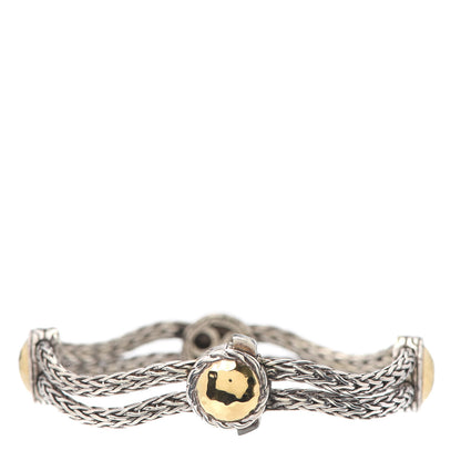 John Hardy Sterling Silver 22K Yellow Gold 12mm Palu Station Bracelet 3 of 5