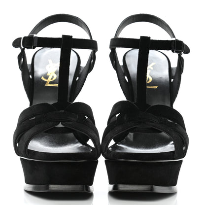 Saint Laurent Velvet Tribute 105 Platform Sandals 36.5 Black 2 of 7