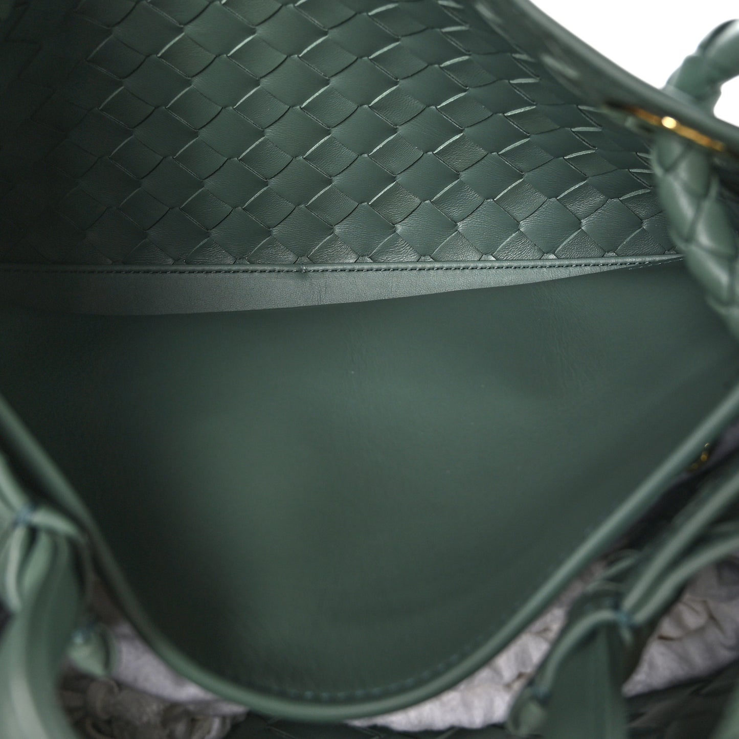 Nappa Intrecciato Medium Andiamo Shoulder Bag Aloe