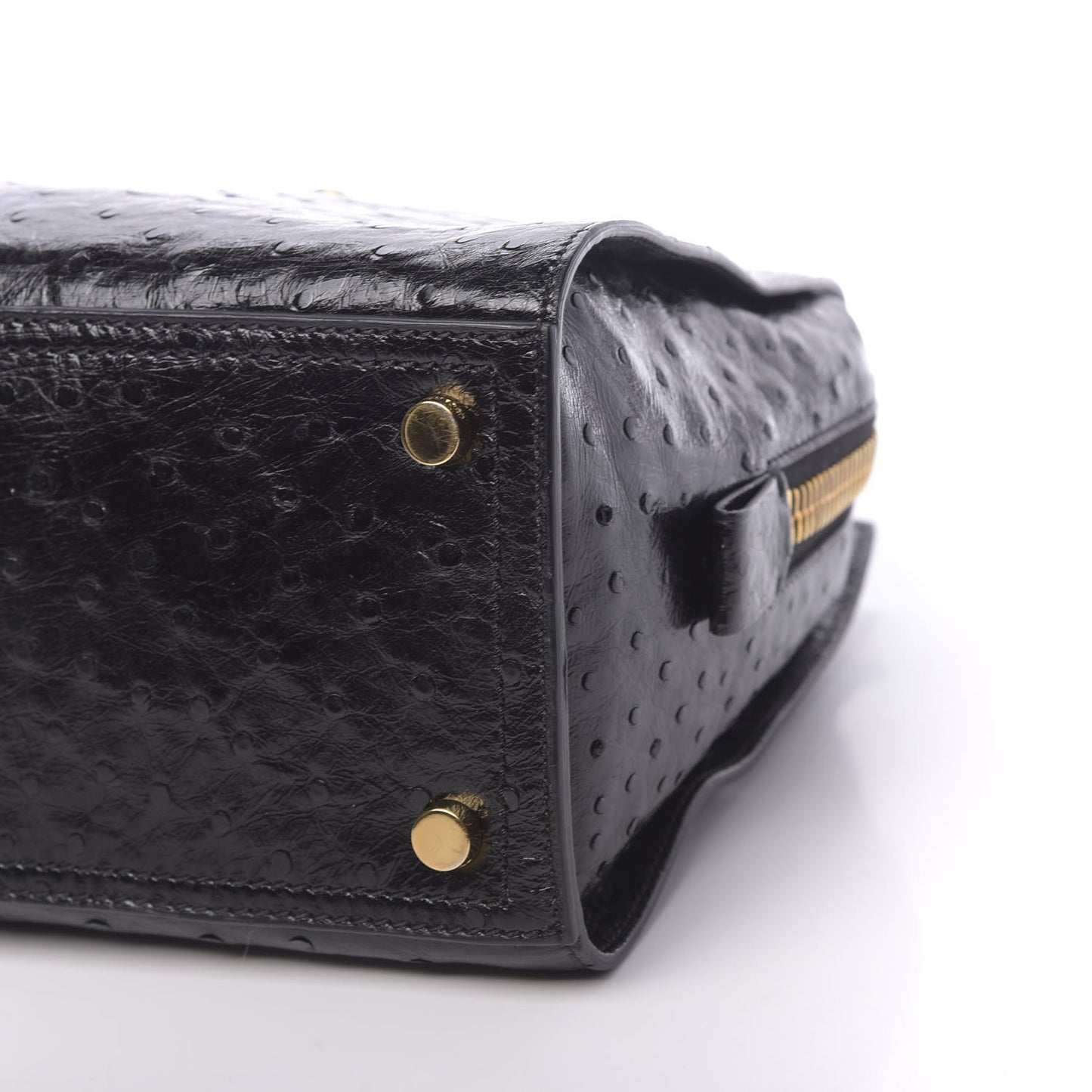Ostrich Top Handle Satchel Black