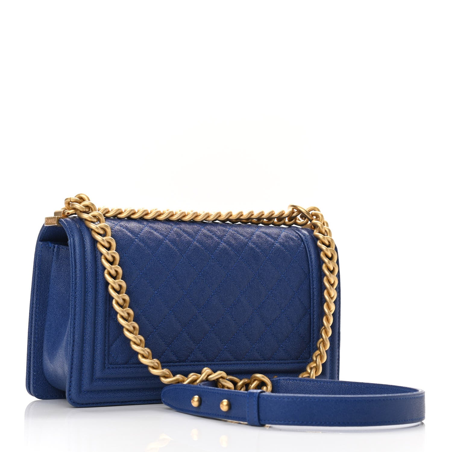 Chanel Caviar Quilted Medium Boy Flap Blue 2 of 10