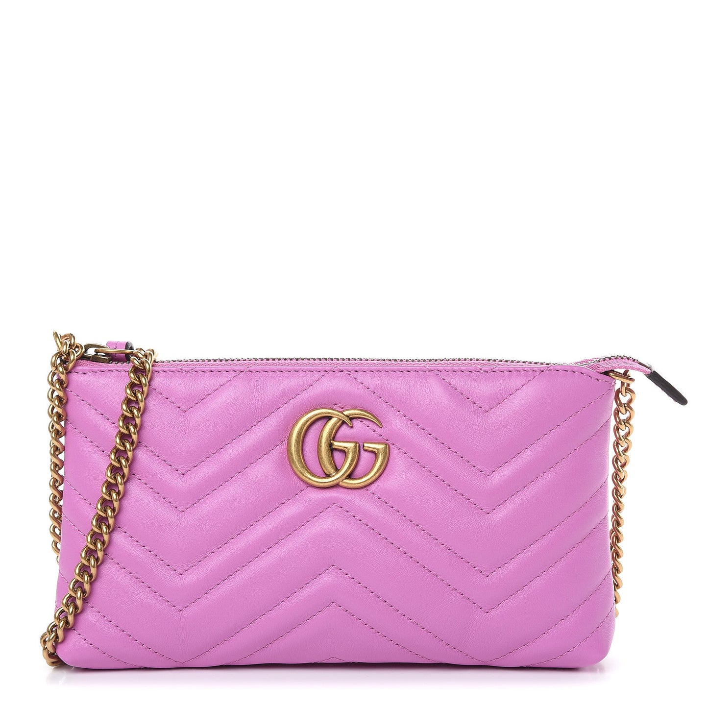 Calfskin Matelasse Mini GG Marmont Chain Bag Candy Mousse