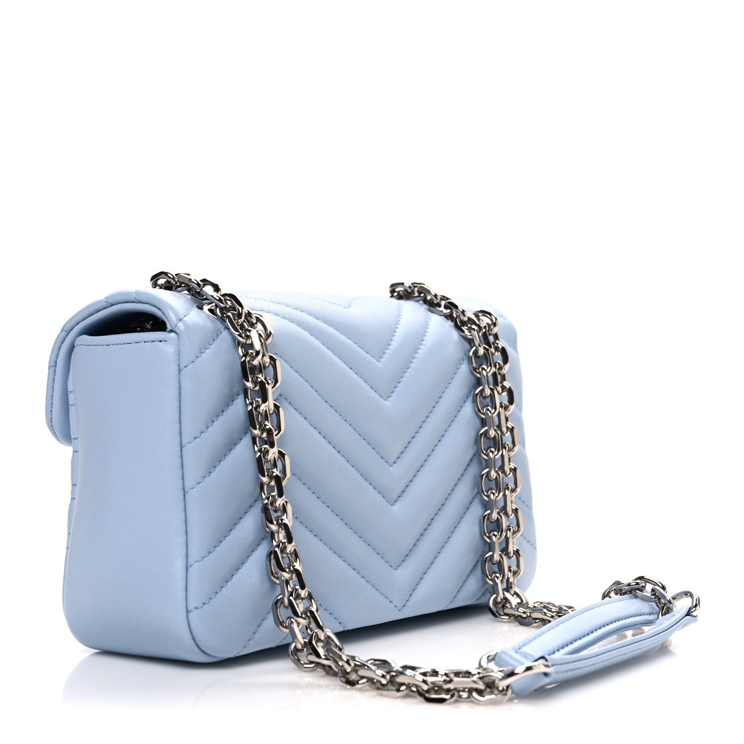 Gucci Lambskin Matelasse Small GG Marmont Shoulder Bag Light Blue 3 of 10