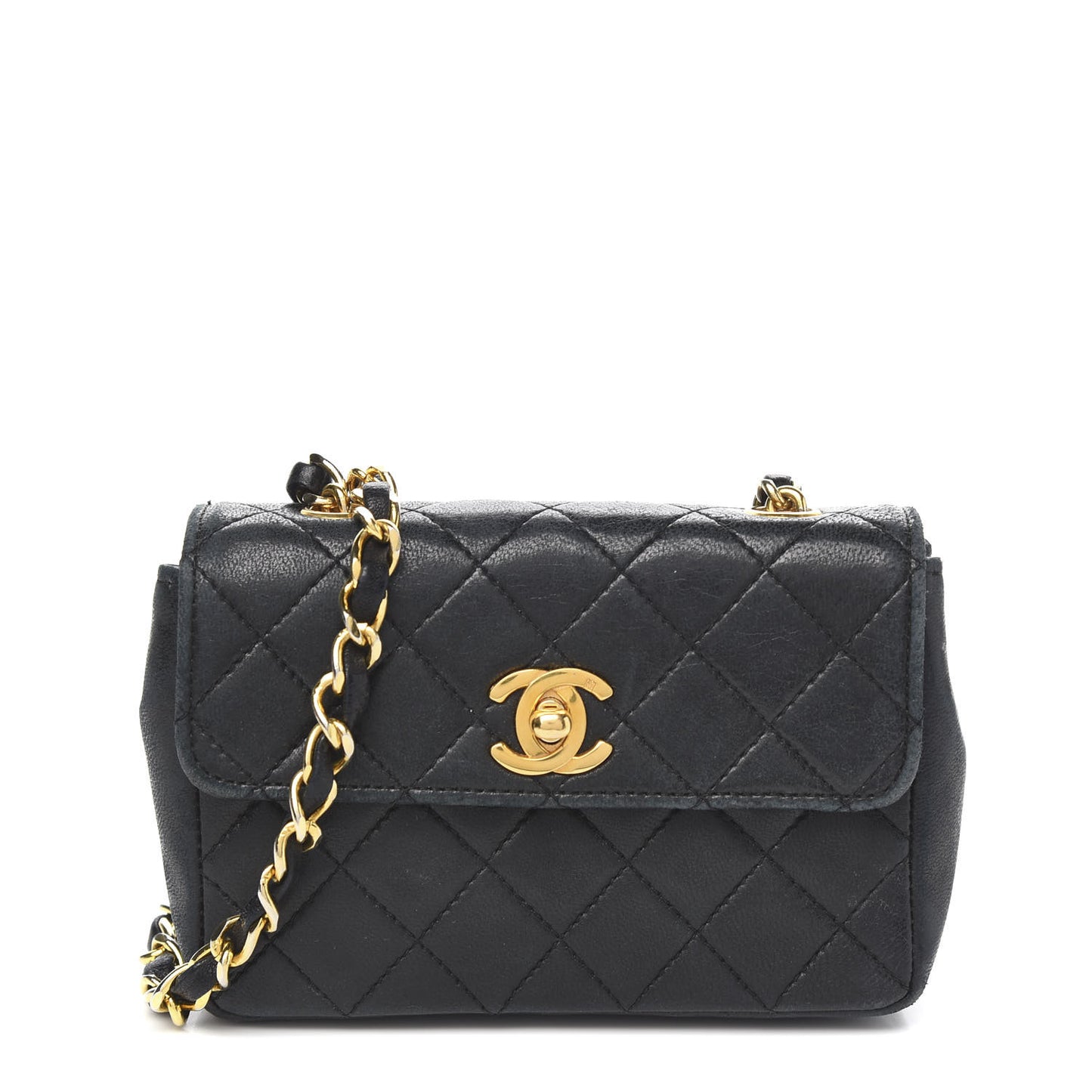 Lambskin Quilted Extra Mini Flap Black