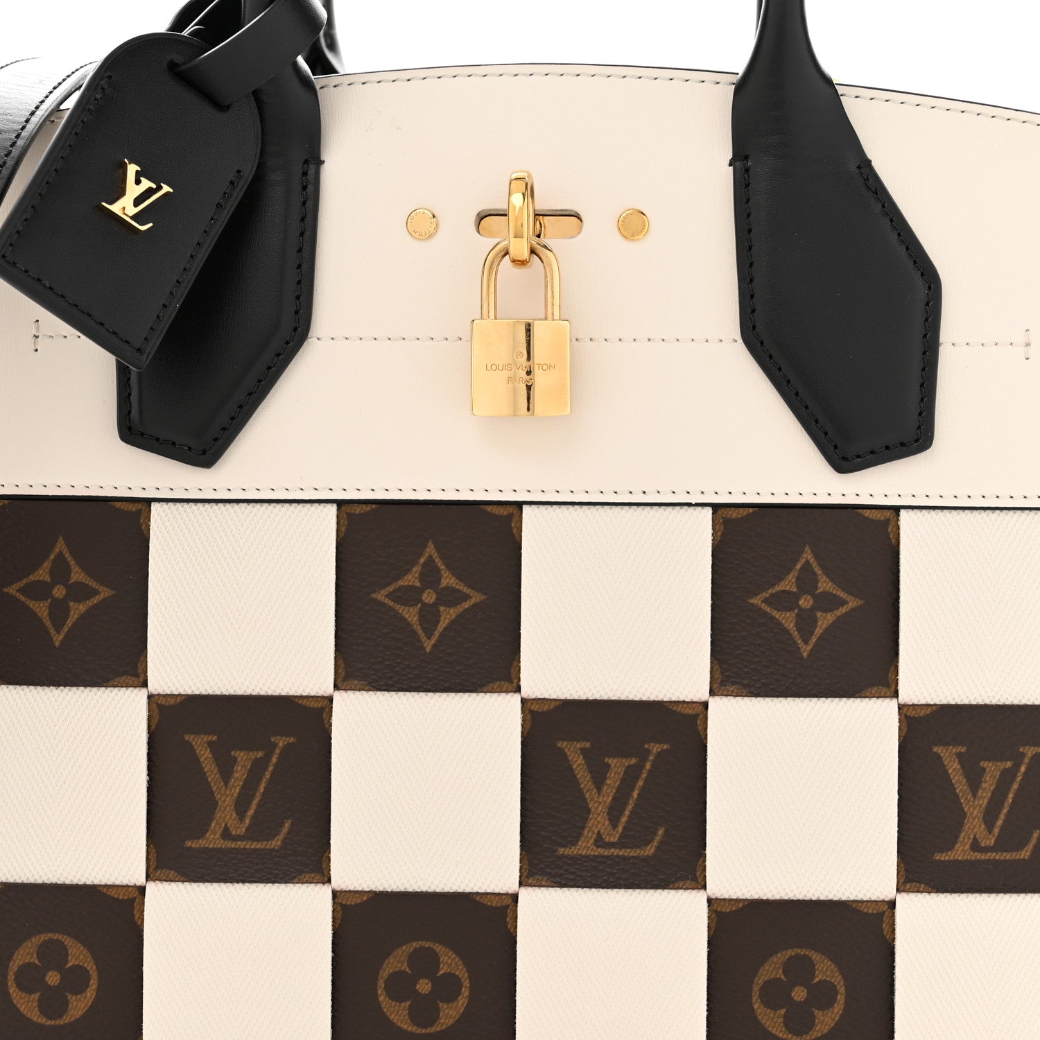 Louis Vuitton Calfskin Monogram Damier Tressage City Steamer MM Creme 7 of 11
