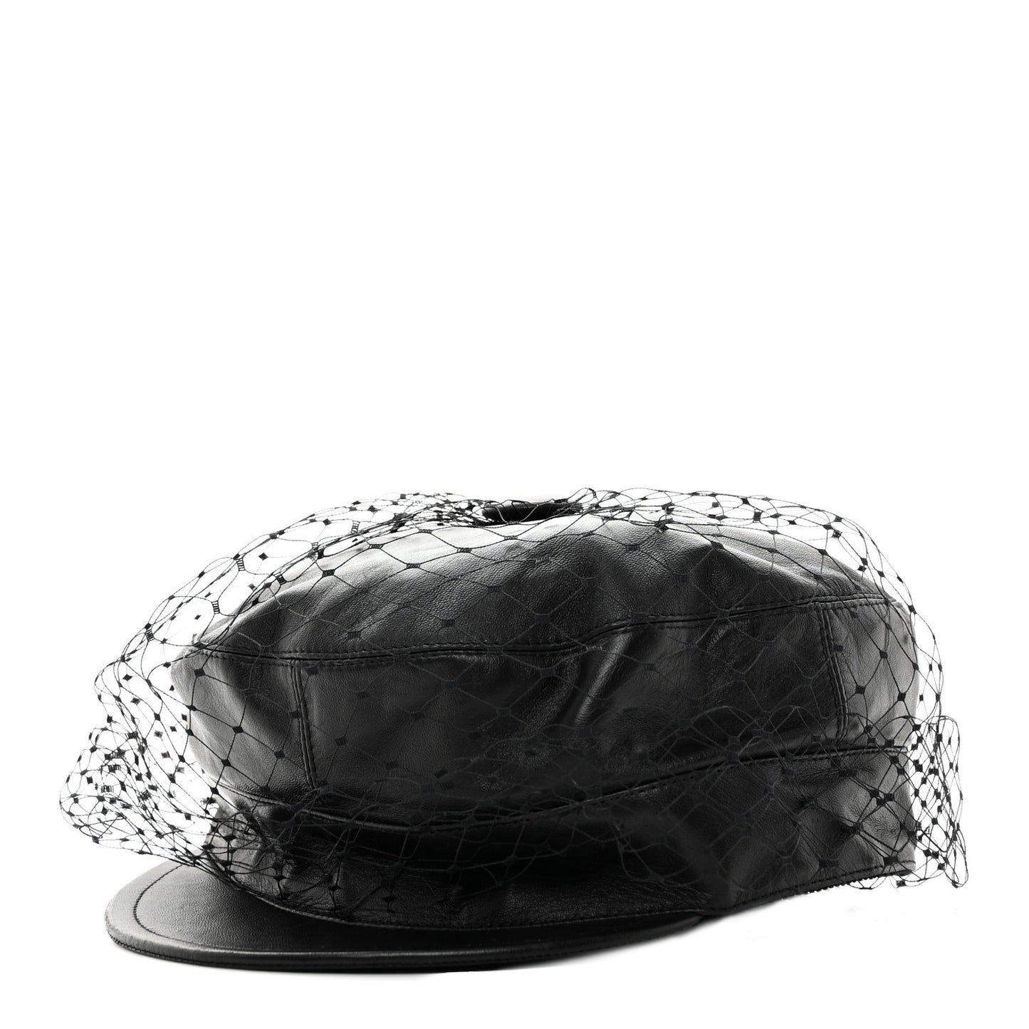 Calfskin Paris Revolution Cap With Veil 58 Black
