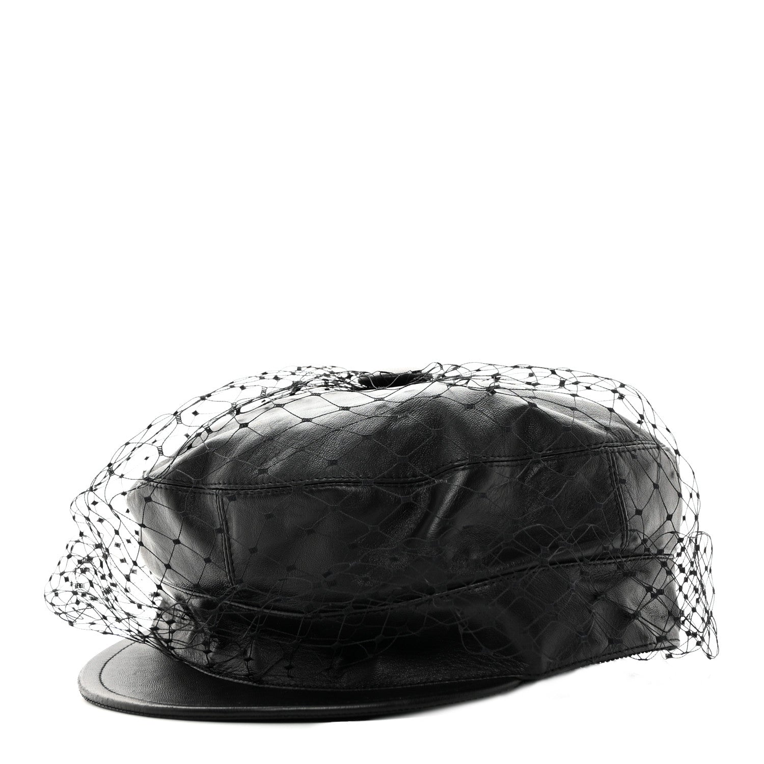Christian Dior Calfskin Paris Revolution Cap With Veil 58 Black 1 of 11