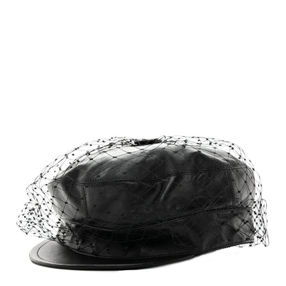 Christian Dior Calfskin Paris Revolution Cap With Veil 58 Black 1 of 11