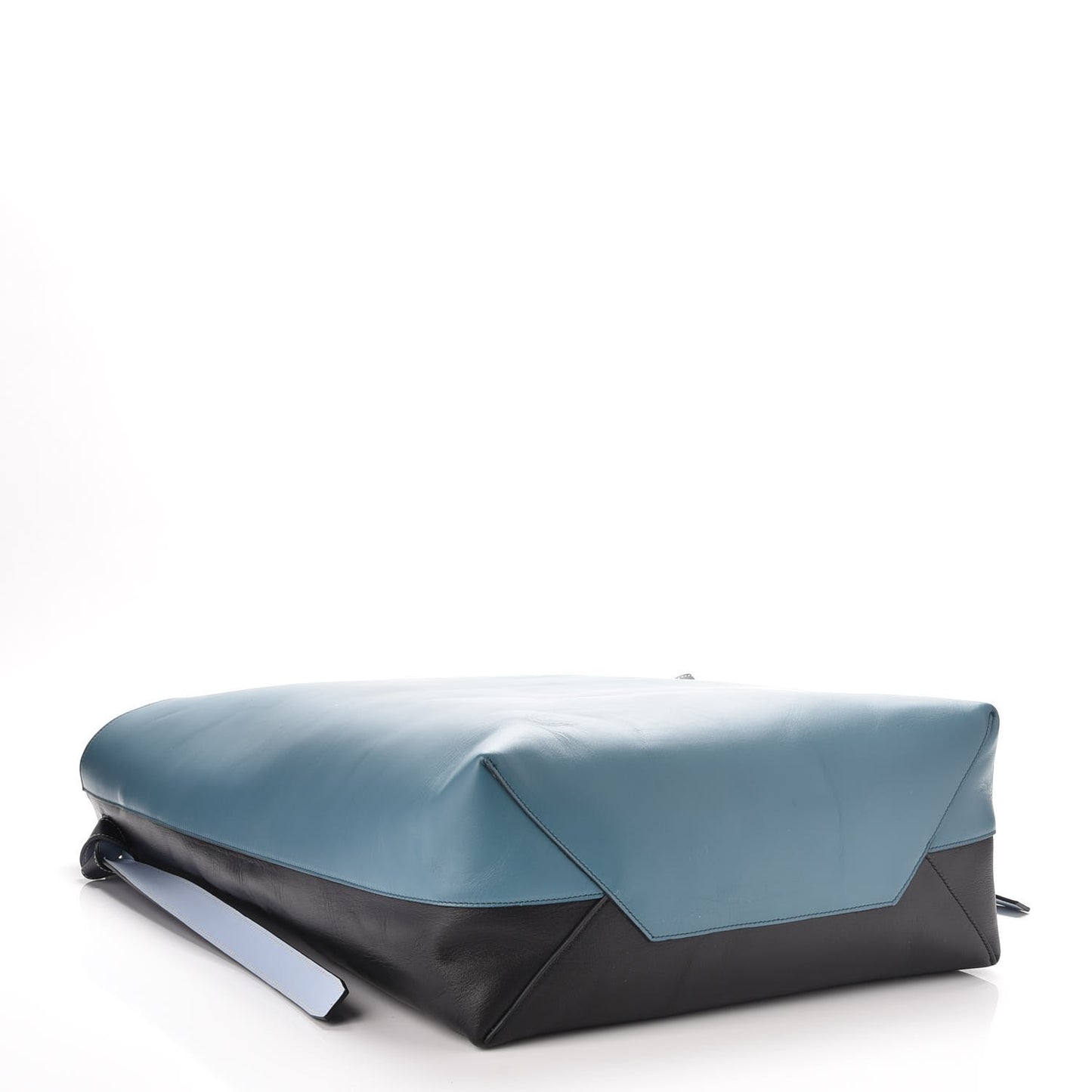 Shiny Smooth Calfskin Oversized Bi-Color Twisted Cabas Ocean Black