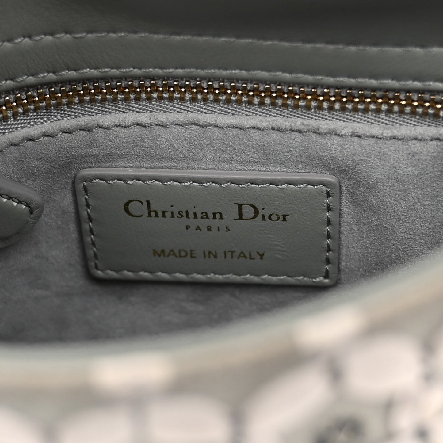 Suede Beaded Ribbon Mini Lady Dior Grey
