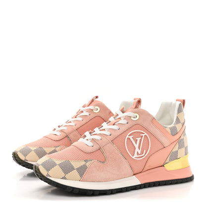 Louis Vuitton Suede Damier Azur Run Away Sneakers 38 Pink 3 of 9