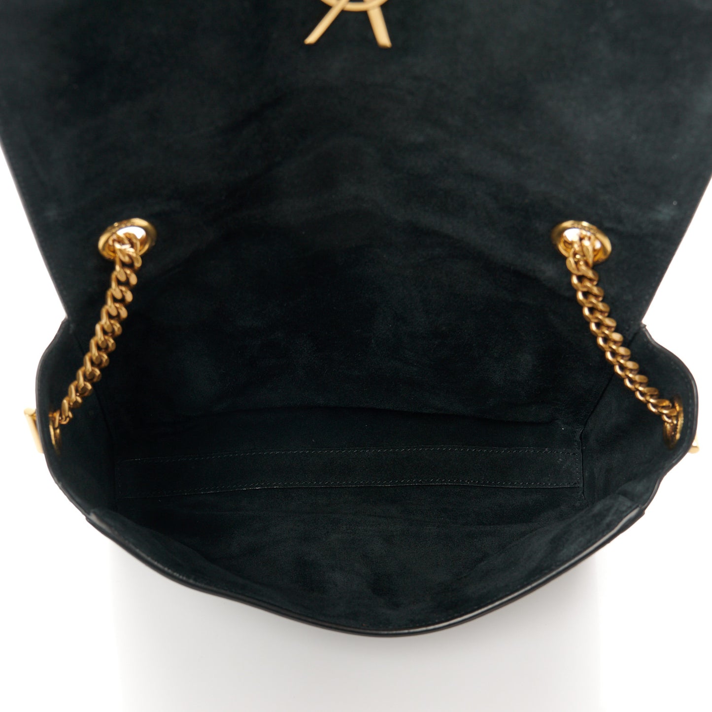 Smooth Calfskin Suede Small Reversible Monogram Kate Satchel Black