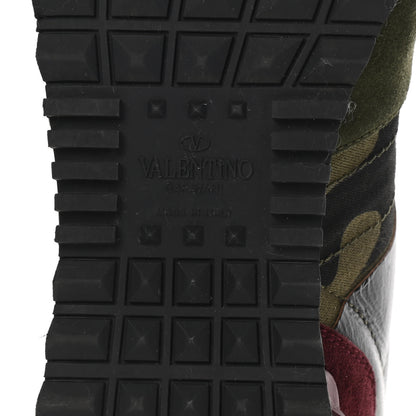 Valentino Garavani Nappa Suede Camouflage Womens Rockrunner Sneakers 37 Army Green Multicolor 6 of 13