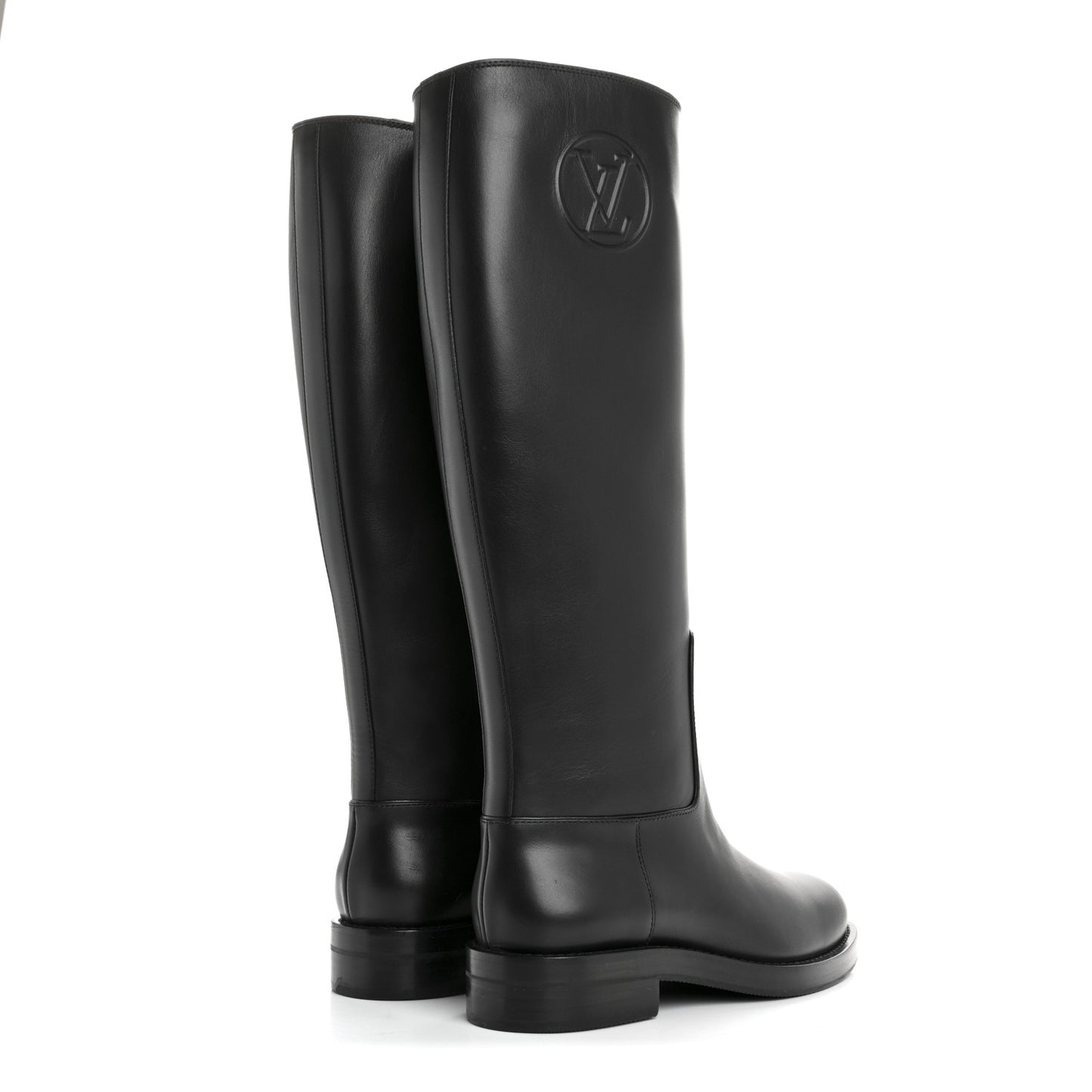 Calfskin Overdrive Flat High Boots 36 Black