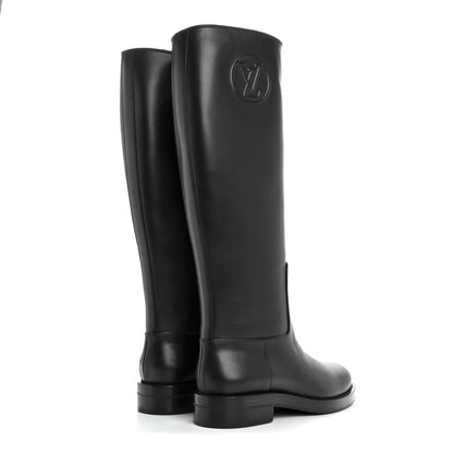 Louis Vuitton Calfskin Overdrive Flat High Boots 36 Black 4 of 8